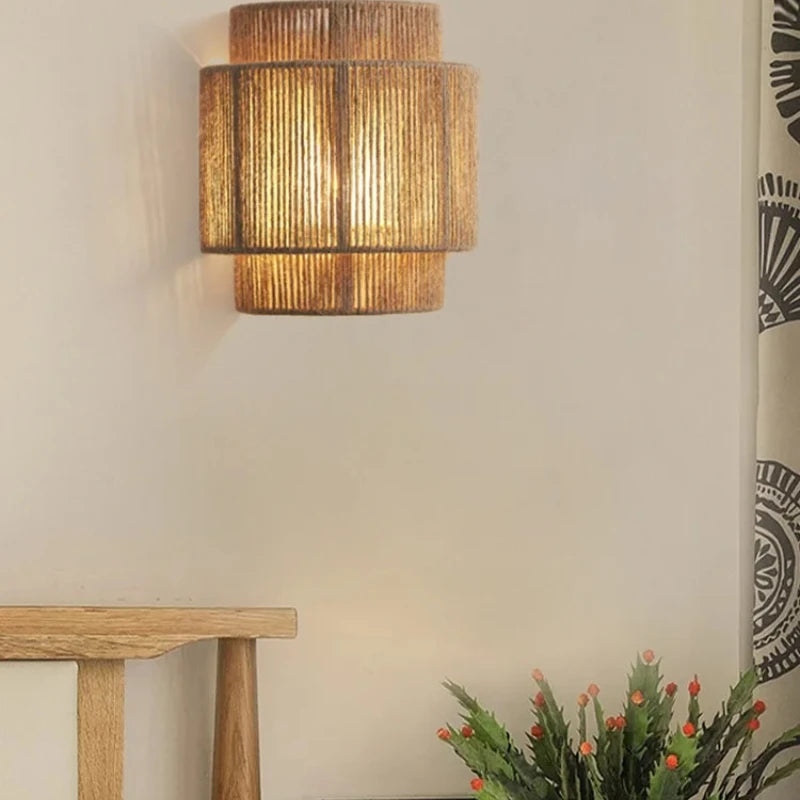 Retro Rattan Wall Lamp