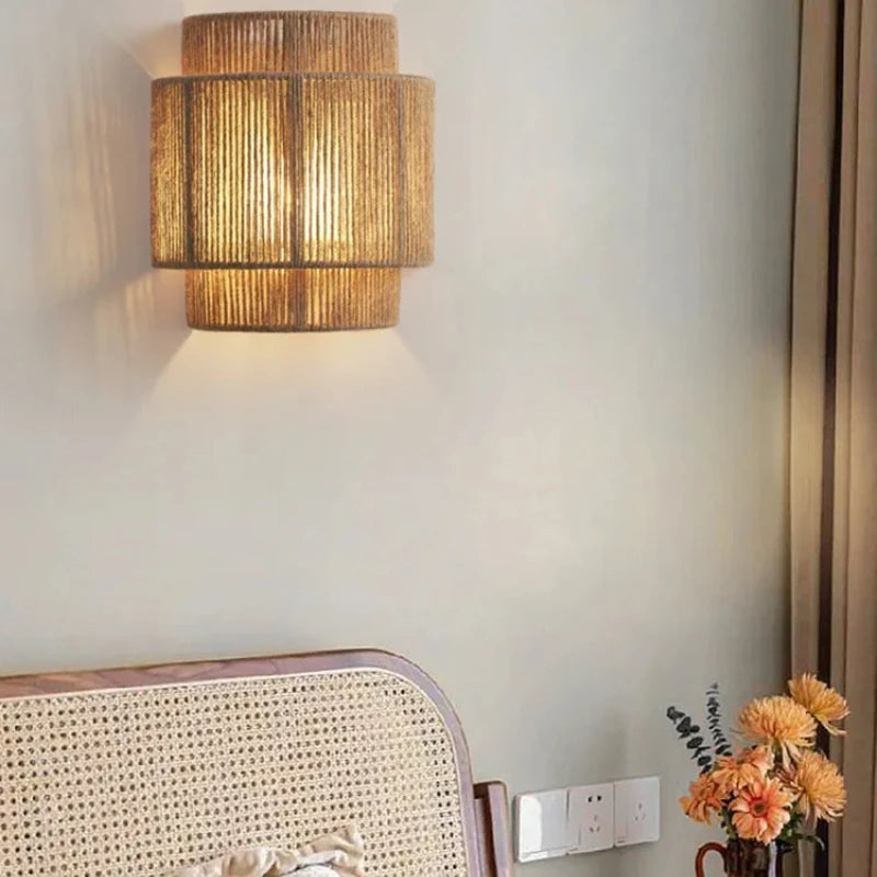Retro Rattan Wall Lamp