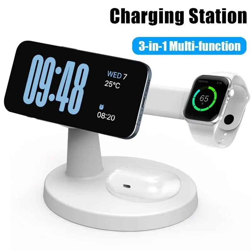 3 In 1 Magnetic Wireless Fast Charging Station For iPhone and Apple Watch