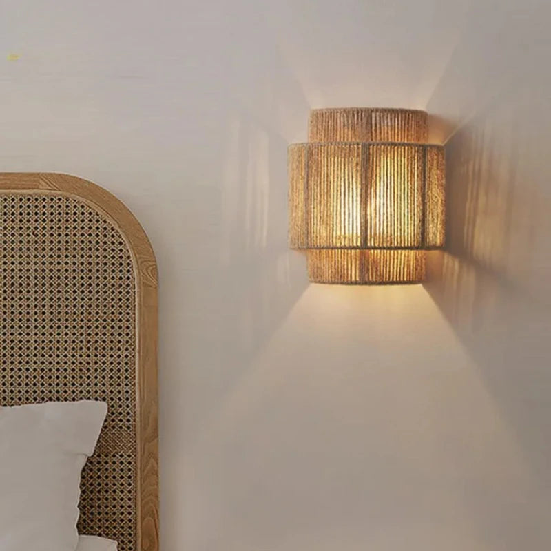Retro Rattan Wall Lamp