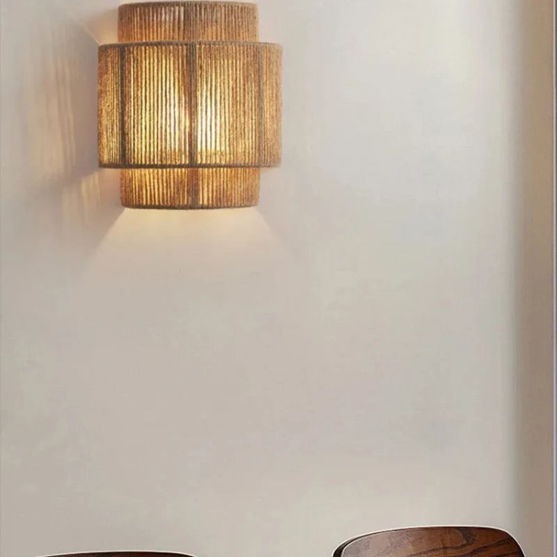 Retro Rattan Wall Lamp