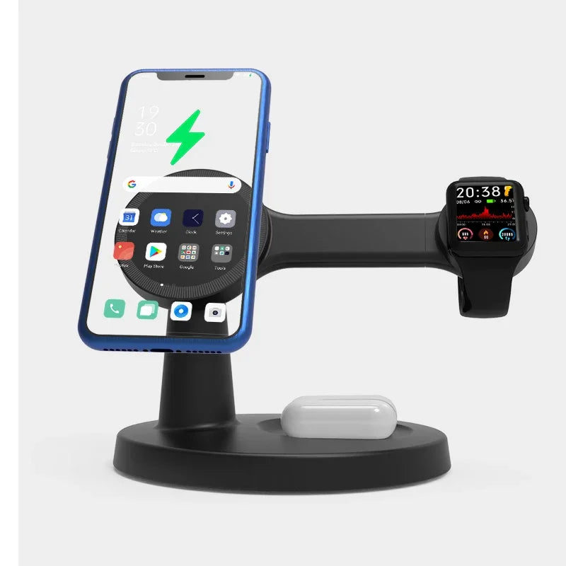 3 In 1 Magnetic Wireless Fast Charging Station For iPhone and Apple Watch